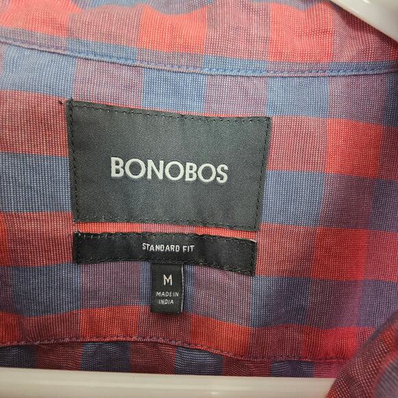 Bonobos Shirt Red Blue Checker Dress Shirt Button Down Long Sleeve Men M - Picture 6 of 8